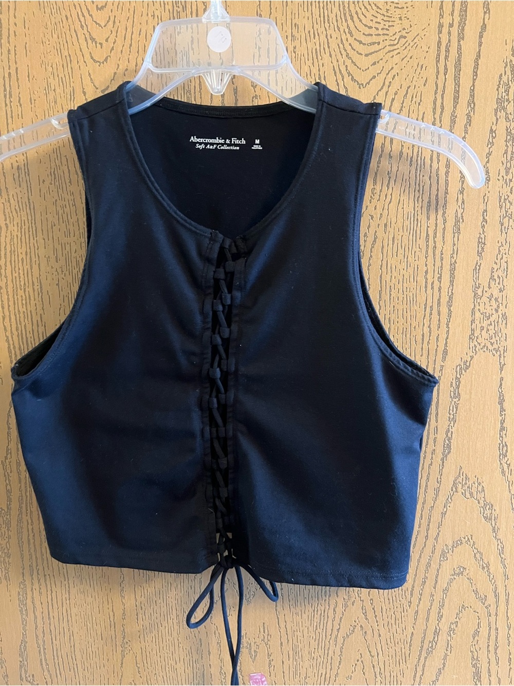 Abercrombie & Fitch Black Lace-Up Crop Top
